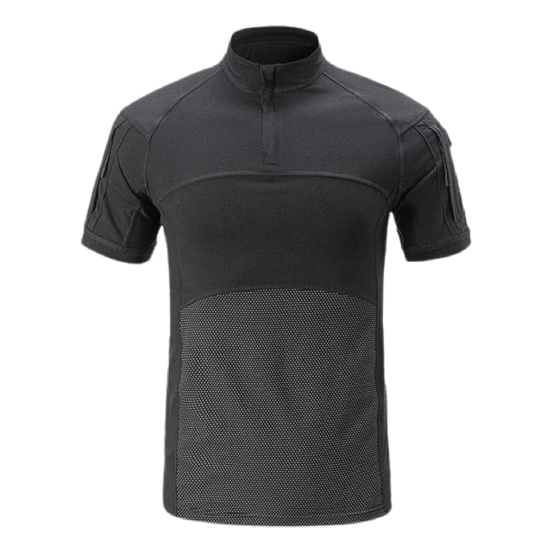 Solid Black Short Sleeve Combat Tactical T-Shirt - FROGMANGLOBAL